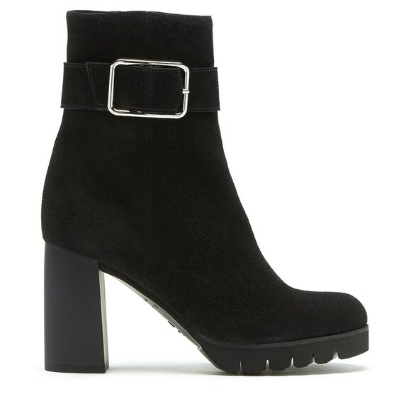 LA CANADIENNE Womens Size Black Suede Milo Heeled Ankle Boots